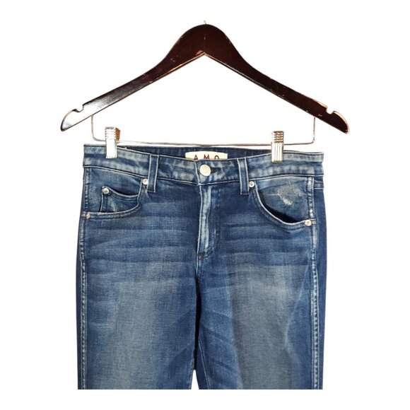 AMO Stix Crop Frayed Hem Mid-rise Skinny Jeans in Sweetheart Wash Women's 27 - Picture 7 of 10